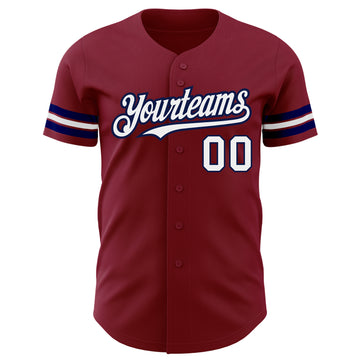 Custom Crimson White-Navy Authentic Baseball Jersey