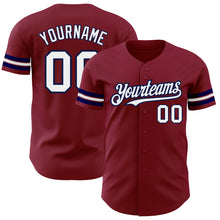 Load image into Gallery viewer, Custom Crimson White-Navy Authentic Baseball Jersey
