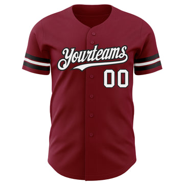 Custom Crimson White-Black Authentic Baseball Jersey