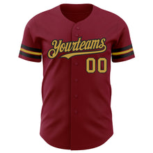 Load image into Gallery viewer, Custom Crimson Old Gold-Black Authentic Baseball Jersey
