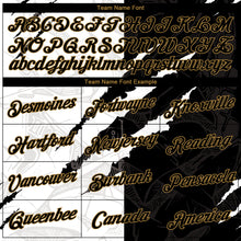 Load image into Gallery viewer, Custom Women&#39;s Graffiti Pattern Black-Old Gold Scratch 3D V-Neck Cropped Baseball Jersey
