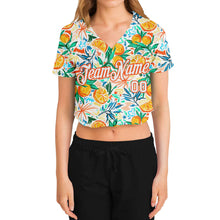 Load image into Gallery viewer, Custom Women&#39;s White White-Orange Fruits 3D V-Neck Cropped Baseball Jersey
