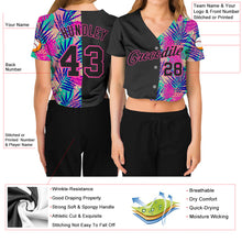 Load image into Gallery viewer, Custom Women&#39;s Black Black-Pink Summer 3D V-Neck Cropped Baseball Jersey

