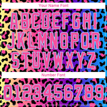 Load image into Gallery viewer, Custom Women&#39;s Purple Pink-Light Blue Leopard 3D V-Neck Cropped Baseball Jersey
