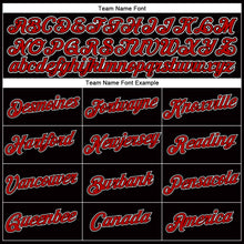 Load image into Gallery viewer, Custom Women&#39;s Black Red-White V-Neck Cropped Baseball Jersey
