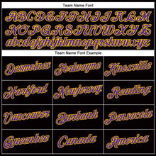 Load image into Gallery viewer, Custom Women&#39;s Black Purple-Gold V-Neck Cropped Baseball Jersey
