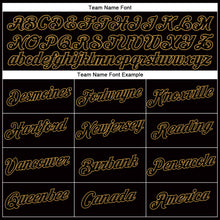 Load image into Gallery viewer, Custom Women&#39;s Black Black-Old Gold V-Neck Cropped Baseball Jersey

