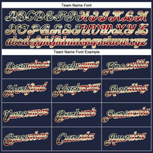 Load image into Gallery viewer, Custom Women&#39;s Navy Vintage USA Flag-Cream V-Neck Cropped Baseball Jersey

