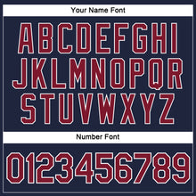 Load image into Gallery viewer, Custom Women&#39;s Navy Crimson-White V-Neck Cropped Baseball Jersey
