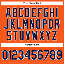 Load image into Gallery viewer, Custom Women&#39;s Orange Navy-White V-Neck Cropped Baseball Jersey
