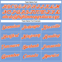 Load image into Gallery viewer, Custom Women&#39;s Light Blue Orange-White V-Neck Cropped Baseball Jersey
