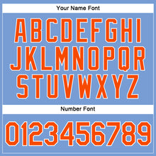 Load image into Gallery viewer, Custom Women&#39;s Light Blue Orange-White V-Neck Cropped Baseball Jersey
