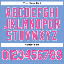 Load image into Gallery viewer, Custom Women&#39;s Light Blue Pink-White V-Neck Cropped Baseball Jersey
