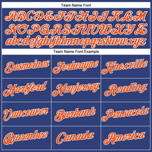 Load image into Gallery viewer, Custom Women&#39;s Royal Orange-White V-Neck Cropped Baseball Jersey

