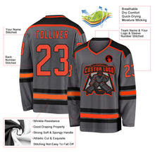 Load image into Gallery viewer, Custom Steel Gray Orange-Black Hockey Jersey
