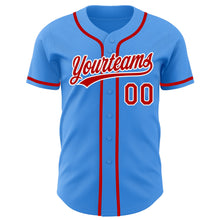 Load image into Gallery viewer, Custom Electric Blue Red-White Authentic Baseball Jersey
