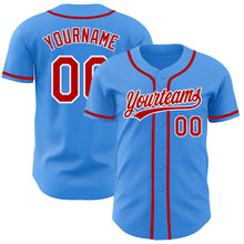 Load image into Gallery viewer, Custom Electric Blue Red-White Authentic Baseball Jersey

