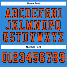 Load image into Gallery viewer, Custom Powder Blue Orange-Black Mesh Authentic Football Jersey
