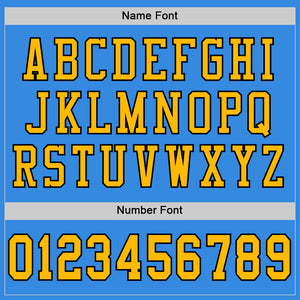 Custom Powder Blue Gold-Black Mesh Authentic Football Jersey