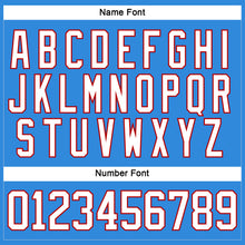 Load image into Gallery viewer, Custom Powder Blue White-Red Hockey Lace Neck Jersey
