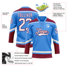 Load image into Gallery viewer, Custom Powder Blue White-Maroon Hockey Lace Neck Jersey
