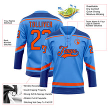 Load image into Gallery viewer, Custom Powder Blue Orange-Royal Hockey Lace Neck Jersey
