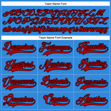 Load image into Gallery viewer, Custom Powder Blue Red-Black Hockey Lace Neck Jersey
