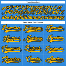 Load image into Gallery viewer, Custom Powder Blue Gold-Black Hockey Lace Neck Jersey
