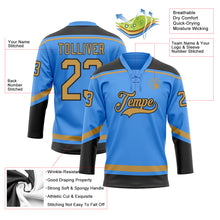 Load image into Gallery viewer, Custom Powder Blue Old Gold-Black Hockey Lace Neck Jersey

