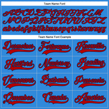 Load image into Gallery viewer, Custom Powder Blue Red-Navy Hockey Lace Neck Jersey
