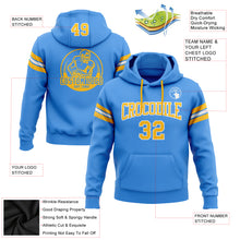 Load image into Gallery viewer, Custom Stitched Electric Blue Gold-White Football Pullover Sweatshirt Hoodie
