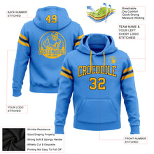 Load image into Gallery viewer, Custom Stitched Electric Blue Gold-Black Football Pullover Sweatshirt Hoodie
