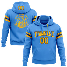 Load image into Gallery viewer, Custom Stitched Electric Blue Gold-Black Football Pullover Sweatshirt Hoodie
