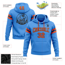 Load image into Gallery viewer, Custom Stitched Electric Blue Orange-Black Football Pullover Sweatshirt Hoodie
