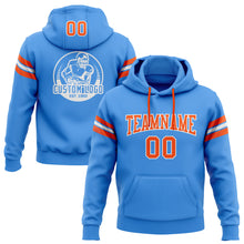 Load image into Gallery viewer, Custom Stitched Electric Blue Orange-White Football Pullover Sweatshirt Hoodie
