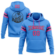 Load image into Gallery viewer, Custom Stitched Electric Blue Pink-Black Football Pullover Sweatshirt Hoodie
