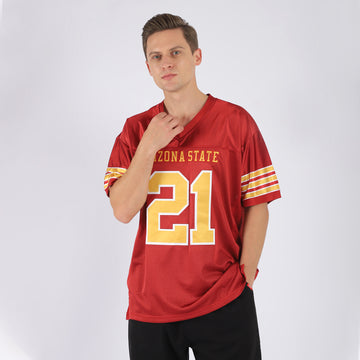 Custom Red Gold-White Mesh Authentic Football Jersey - Fcustom