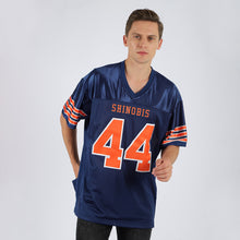 Load image into Gallery viewer, Custom Navy Orange-White Mesh Authentic Football Jersey
