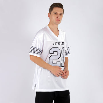 Custom White Silver-Black Mesh Authentic Football Jersey