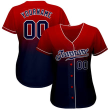 Load image into Gallery viewer, Custom Red Navy-White Authentic Fade Fashion Baseball Jersey
