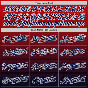 Custom Red Navy-White Authentic Fade Fashion Baseball Jersey
