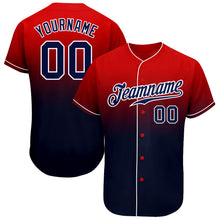 Load image into Gallery viewer, Custom Red Navy-White Authentic Fade Fashion Baseball Jersey
