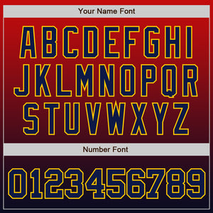 Custom Red Navy-Gold Authentic Fade Fashion Baseball Jersey