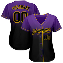 Load image into Gallery viewer, Custom Purple Black-Gold Authentic Fade Fashion Baseball Jersey

