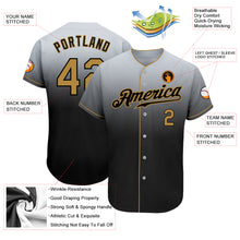 Load image into Gallery viewer, Custom Gray Old Gold-Black Authentic Fade Fashion Baseball Jersey
