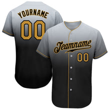 Load image into Gallery viewer, Custom Gray Old Gold-Black Authentic Fade Fashion Baseball Jersey
