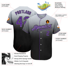 Load image into Gallery viewer, Custom Gray Purple-Black Authentic Fade Fashion Baseball Jersey
