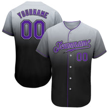 Load image into Gallery viewer, Custom Gray Purple-Black Authentic Fade Fashion Baseball Jersey
