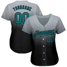 Load image into Gallery viewer, Custom Gray Teal-Black Authentic Fade Fashion Baseball Jersey
