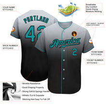 Load image into Gallery viewer, Custom Gray Teal-Black Authentic Fade Fashion Baseball Jersey
